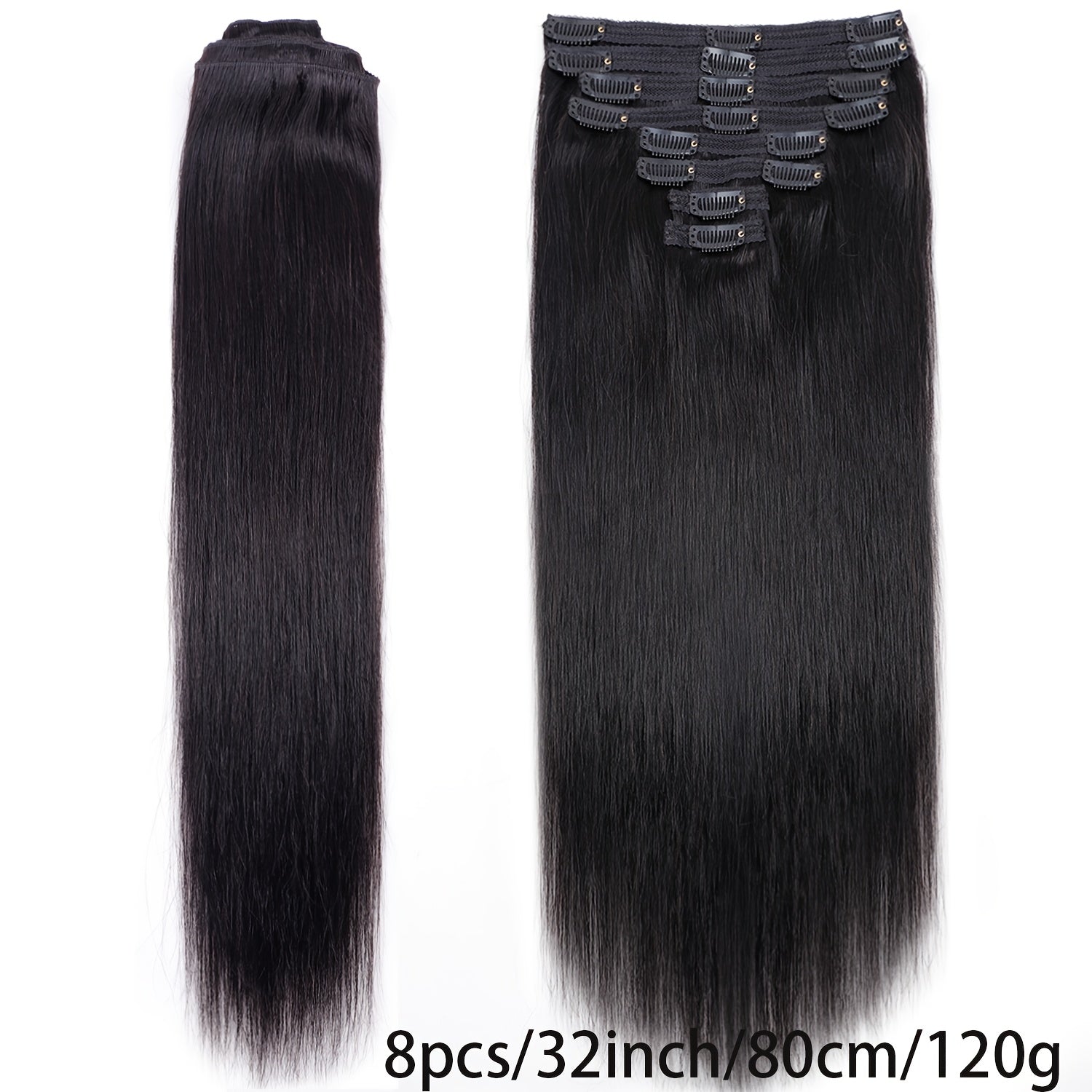 Straight Clip In Hair Extensions Real Human Hair Clip Ins Hair Extensions For Women 8pcs Clip On Hair Extensions 18 Clips Double Weft Brazilian Remy Natural Human Hair 120G